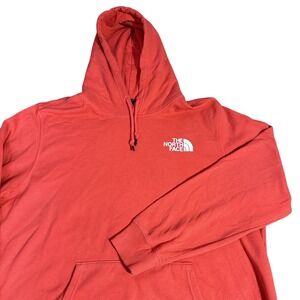 The North Face Hoodie Mens Red Kangaroo Pocket Sweatshirt XL Large Logo Back